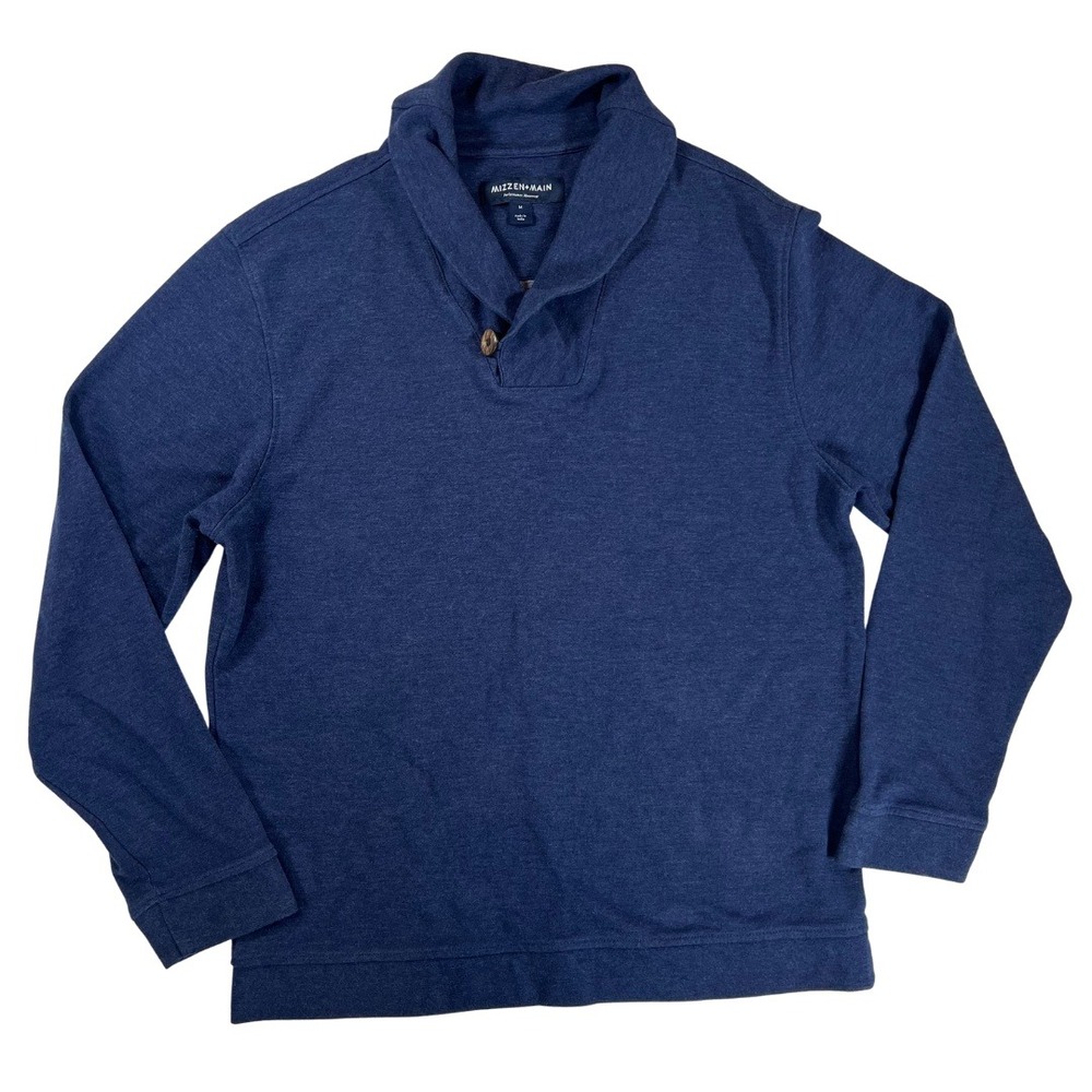 Mizzen+Main Pullover‎ Mens M Blue Shawl Collar Button Sweatshirt